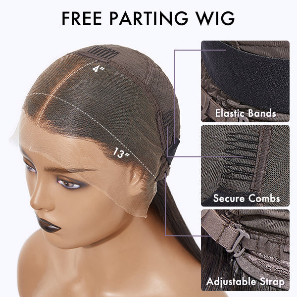 4C Edges | Natural Yaki Straight Glueless Free Parting 13x4 Frontal HD Lace Wig - US Only