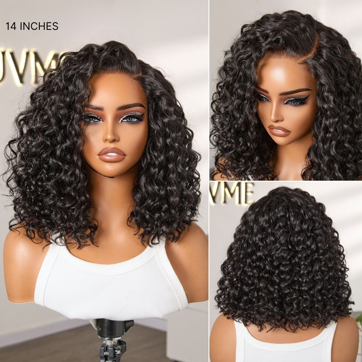 New Customers Only | Ready to Go Blonde Highlight / Natural Black / Ombre Brown Water Wave Short Curly Bob Wig Glueless Minimalist HD Lace Wig Pre-Cut Lace
