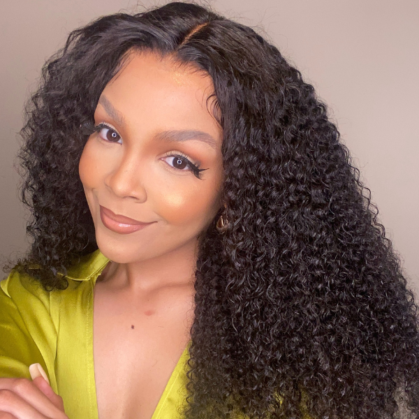 Afro Curly 13x4 Frontal HD Lace Free Part Long Human Hair Wig