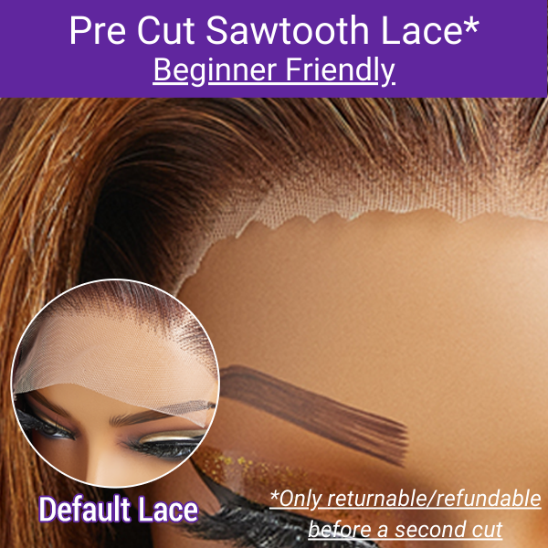 Toffee Brown Mix Blonde 4x4 Closure Lace Glueless C Part Short Wig 100% Human Hair - US ONLY