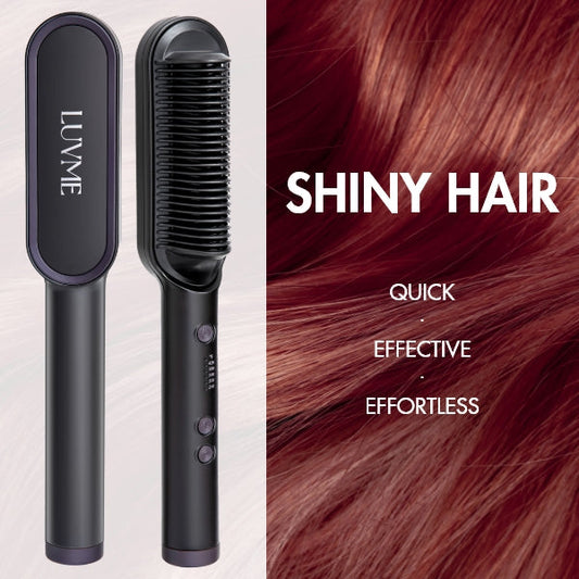 Hair Straightener Comb with US Plug, Built-in Ceramic Heating Plate, 20s Fast Heating & 5 Temp Settings & Anti-Scald for Professional Salon at Home | US Only