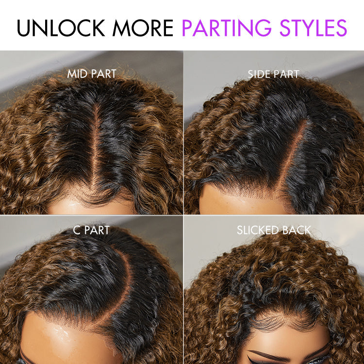 1 SEC INSTALL WIG | Sun-kissed Ombre Blonde Kinky Curly Glueless 5x5 Clouse Pre-Cut Lace Wig - US Only