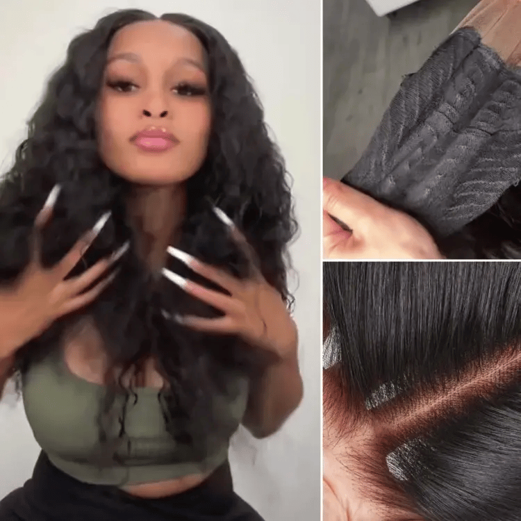 AirFit™ Scalp Care Wigs - Deep Parting Water Wave Human Hair Wig Glueless 11x6 Frontal HD Lace Curly Wig