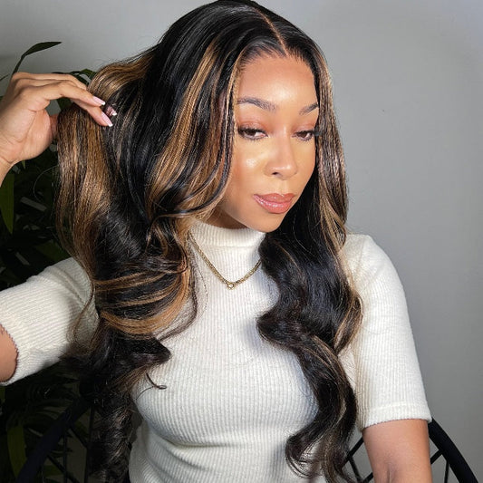 22 inches | PreMax Wigs | Blonde Mix Black Loose Wave Glueless 5x5 Closure HD Lace Wig Pre-Cut Lace
