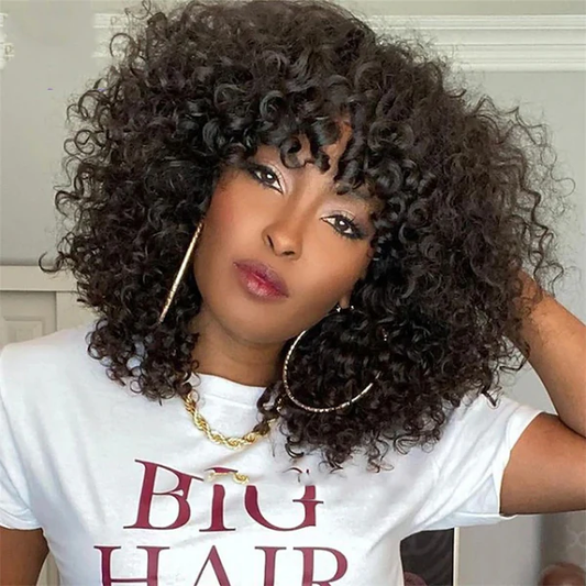 Exclusive Sale | Beginner Friendly Water Wave Minimalist Lace Glueless Short Wig with Bangs