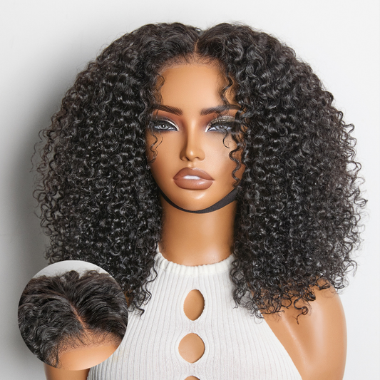 New Customers Only | Beginner Friendly 200% Density Glueless 5x5 Closure Pre-Cut Lace Afro Curly Wig Flexi-Fit Drawstring Cap