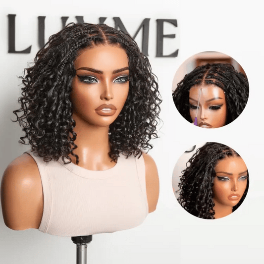 New Customers Only | Boho Braids Deep Curly Glueless 5x5 Closure Lace with Braided Top Human Hair Wig Pre-Cut Lace