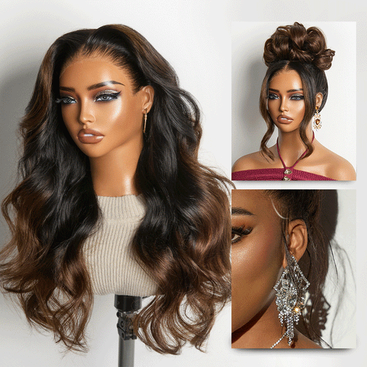 Tiktok Exclusive Deal | NatureMAX 200% Density Ombre Brown / Natural Black Loose Wave Glueless 13x6 / 13x4 HD Lace Front Wig Pre-Cut Lace Flexi-Fit Drawstring Cap