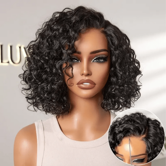 Tiktok Exclusive Deal | Ready to Go Water Wave Short Curly Bob Wig Glueless Minimalist HD Lace Wig Pre-Cut Lace