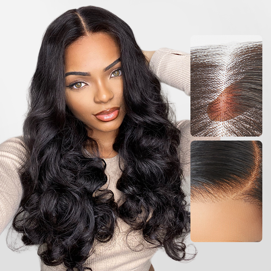 Luvme Hair 180% Density | Natural Black Loose Body Wave 5x5 Closure HD Lace Glueless Mid Part Long Wig | Large & Small Cap Size - US Only