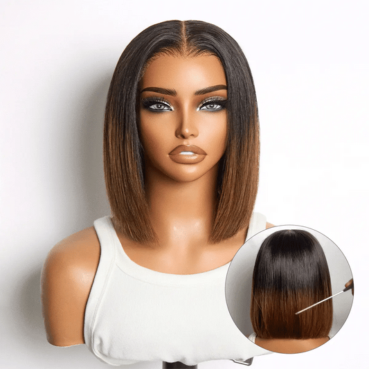 Luvme All-Day Comfort™ Wig Ombre Brown Silky Blunt Cut Bob Glueless 7x6 Closure HD Lace Wig Pre-Cut Lace