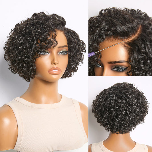 New Customers Only | Water Wave Pixie Cut Water Wave Glueless Minimalist HD Lace Short Curly Wig
