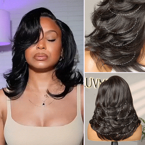 Luvme Hair-Effortlessly Chic Butterfly Cut Layered Wavy Glueless HD Minimalist Lace Short Wig