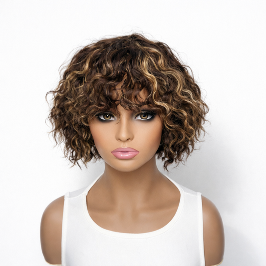 Outlet | Blonde Highlight Deep Curly No Lace Wig