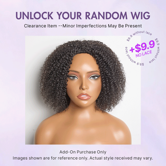 Random Curly Wig Add-On | 6-20 Inches | No Lace Wig | No Code Needed