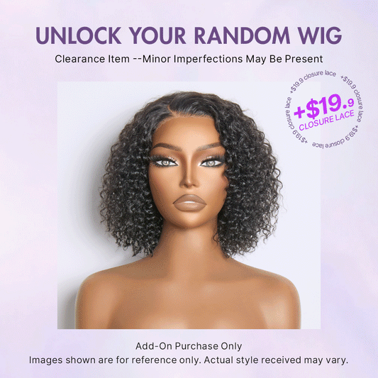 Random Curly Wig Add-On | 10-20 Inches | Closure Lace Wig | No Code Needed