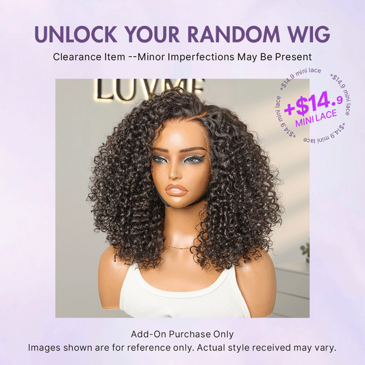 Random Curly Wig Add-On | 6-16 Inches | Minimalist Lace Wig | No Code Needed