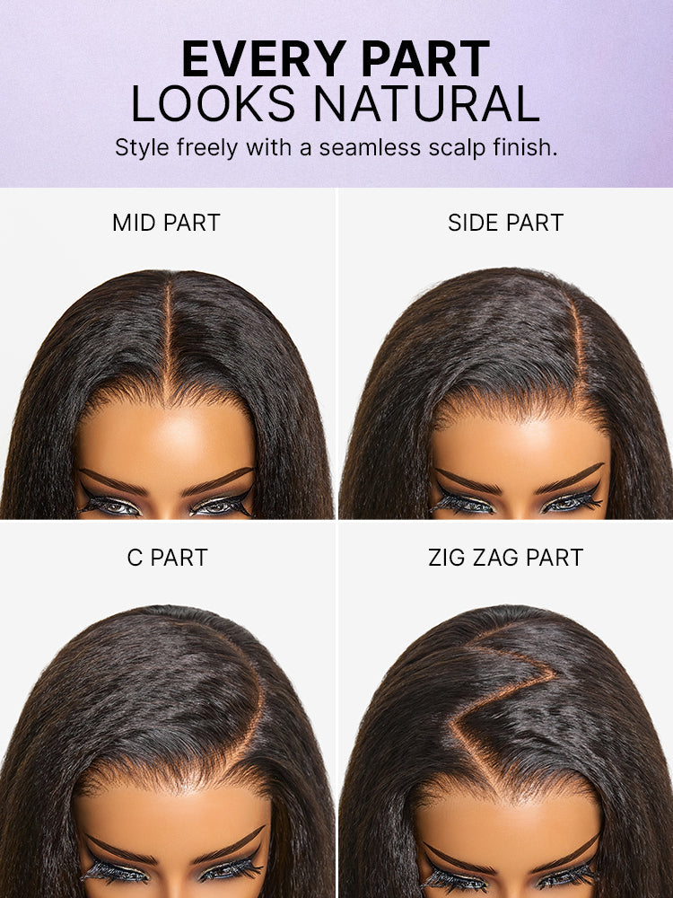 180% Density Light  Kinky Straight Butterfly Cut Layered  Glueless 7x6 Closure HD Lace Wig Pre-Cut Lace