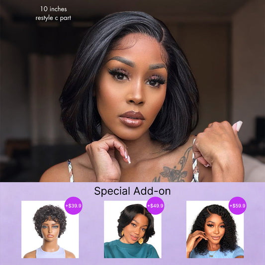 Special Add-On | Luvme All-Day Comfort™ Wig Silky Blunt Cut Bob Glueless 7x6 Closure HD Lace Wig Pre-Cut Lace