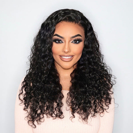 Loose Water Wave 13X4 Frontal HD Lace Side Part Long Wig 100% Human Hair- US Only